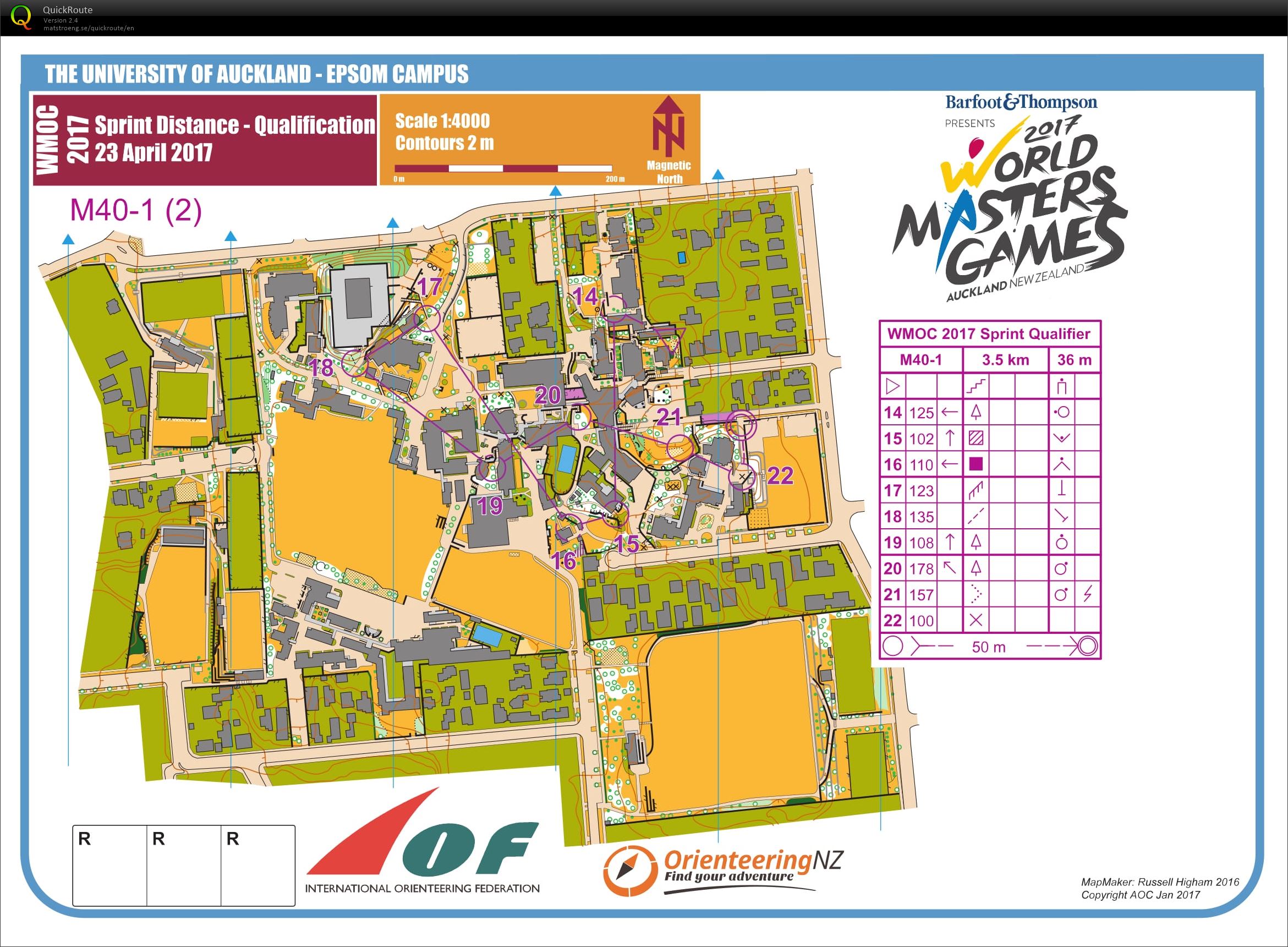2017 World Masters Orienteering Championships - Sprint Qualifications map 2 (23.04.2017)