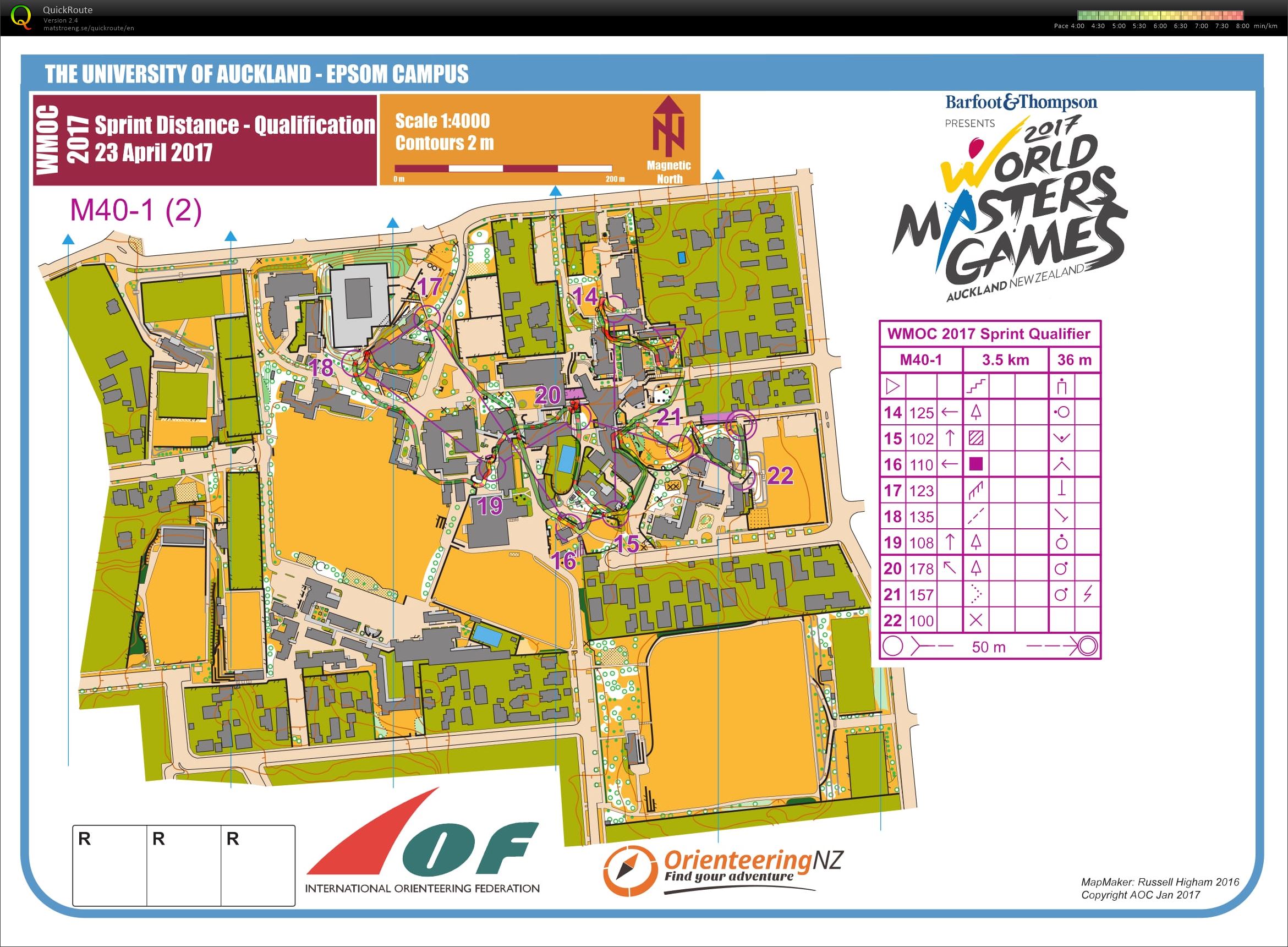 2017 World Masters Orienteering Championships - Sprint Qualifications map 2 (23-04-2017)