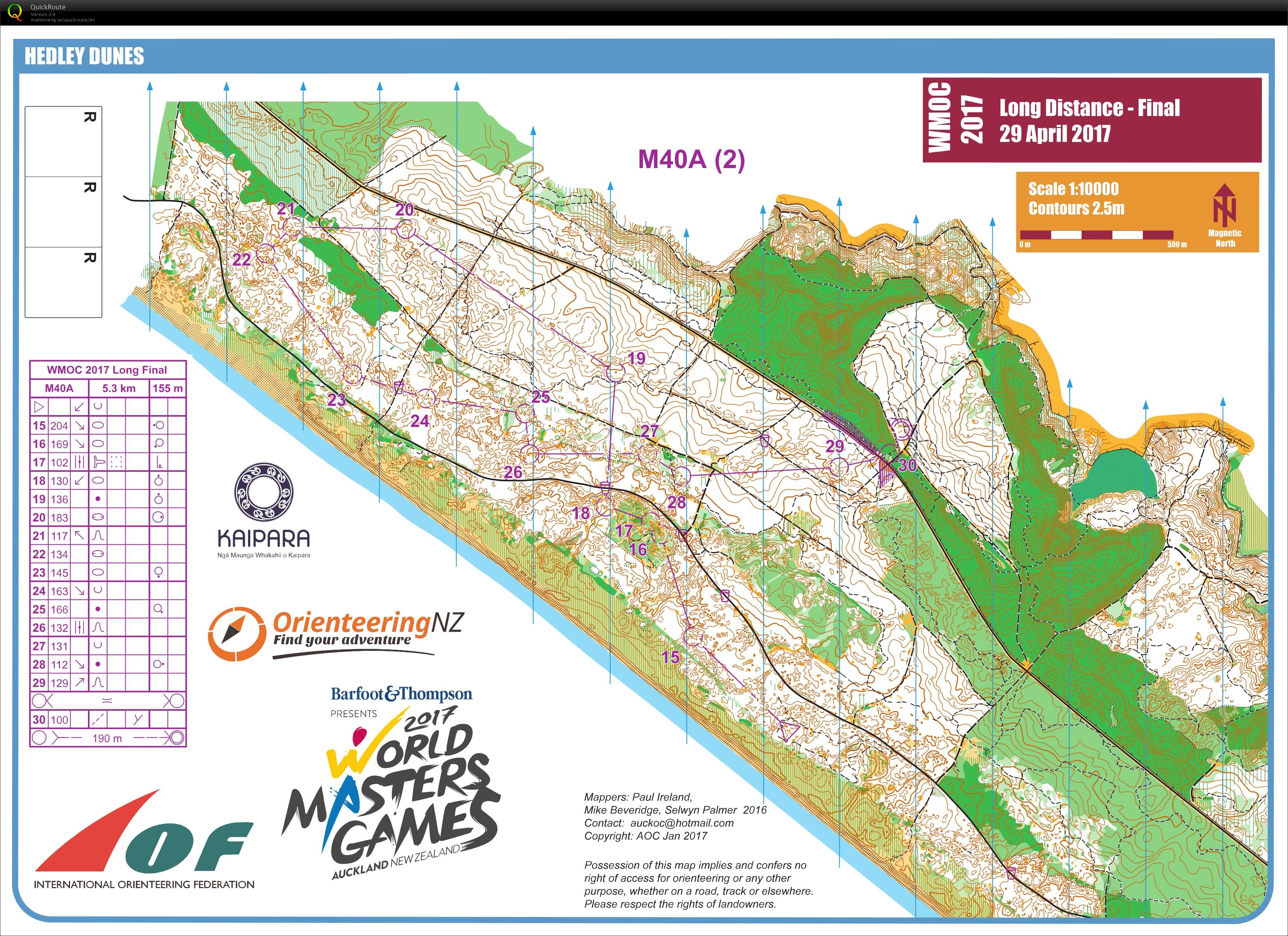 2017 World Masters Orienteering Championships - Long Final. Map 2 of 2 (29/04/2017)
