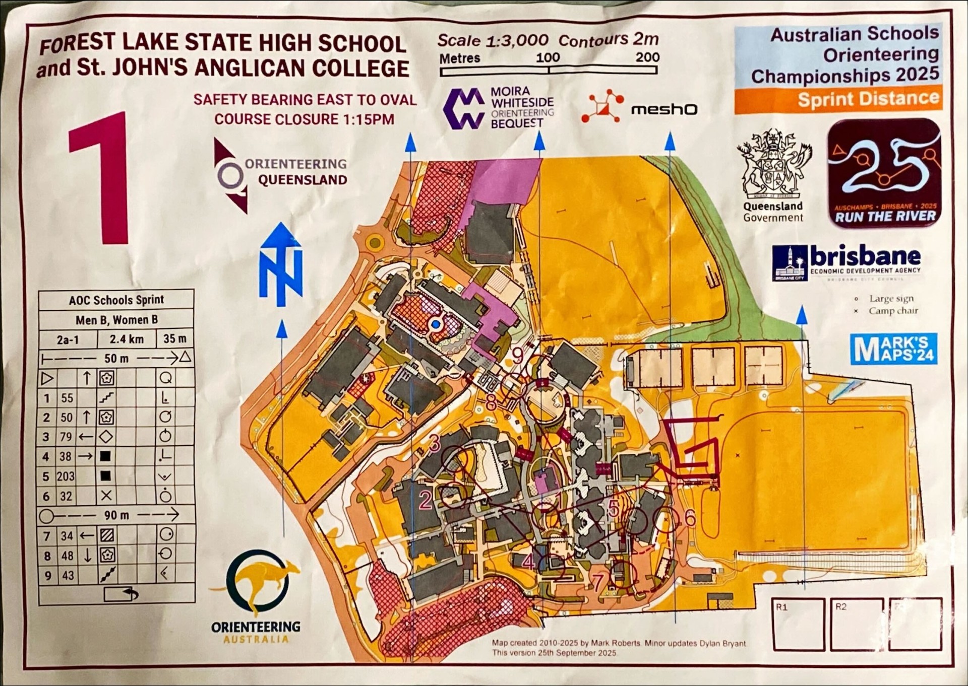2025 Run The River Stage 1 map 1 of 2 (30/09/2025)