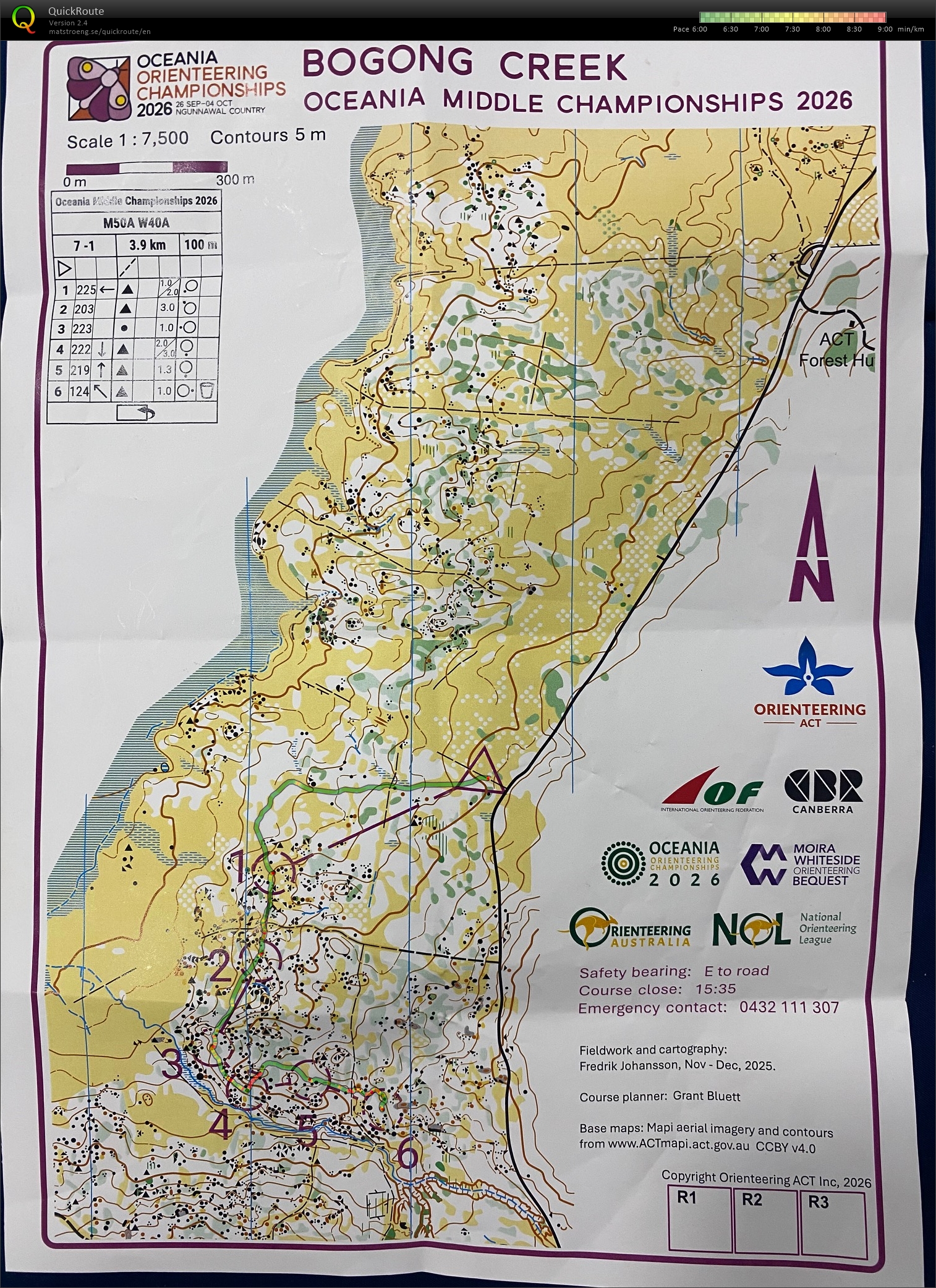 2026 Oceania Championships Middle Distance map 1 (26/09/2026)